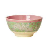 Butterfly & Flower Print Two Tone Melamine Bowl By Rice DK